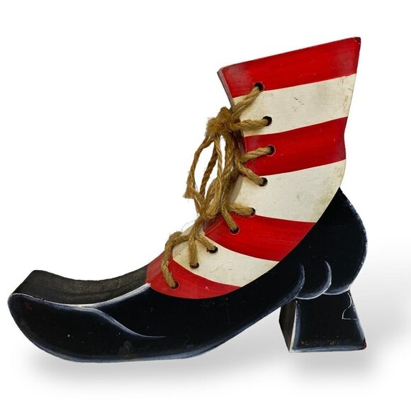 Halloween Witch's Shoe 7.5" High Wood Decor - Picture 1 of 10